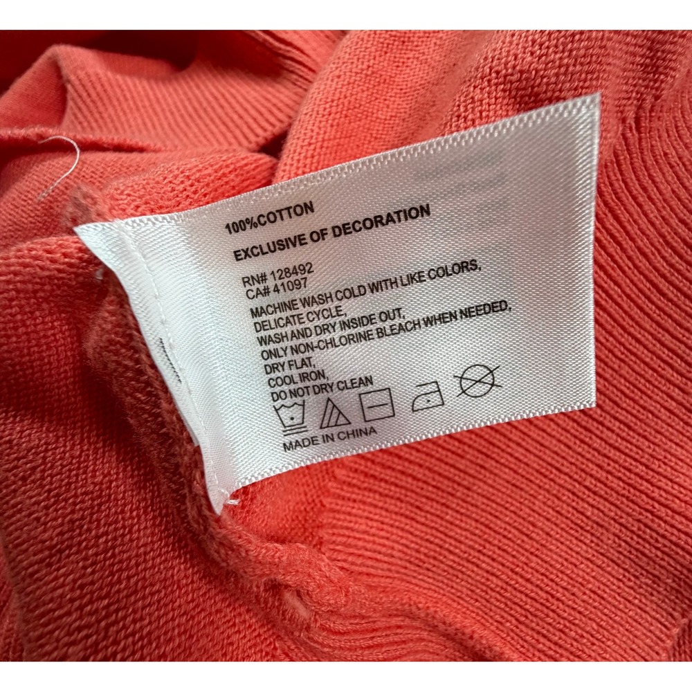 Greg Norman Mens XL Sweater Cotton Orange V Neck Shark Logo Golf Pullover - Picture 5 of 9